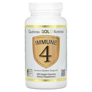 California Gold Nutrition‏, Immune 4, תמיכה במערכת החיסון, 180 כמוסות צמחיות