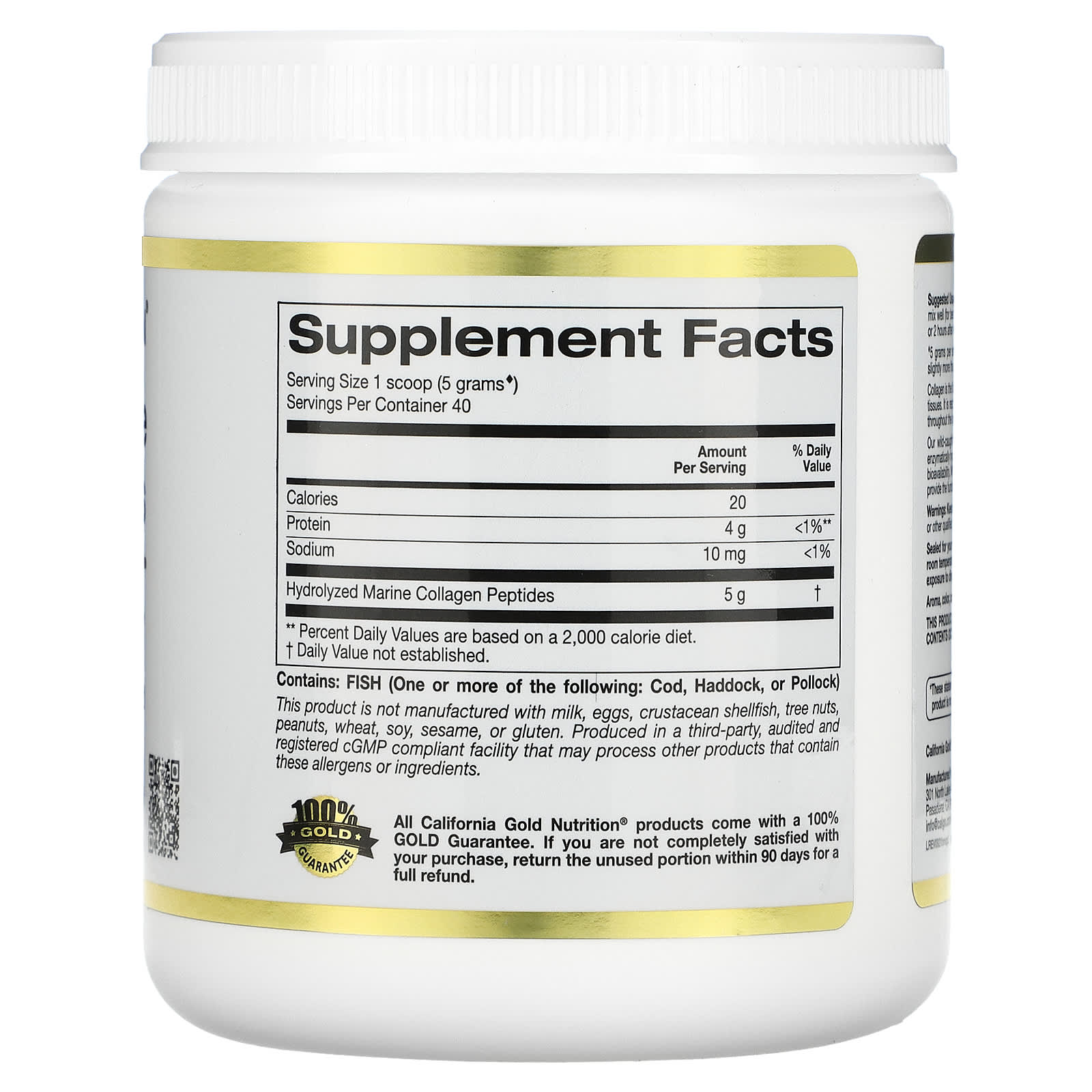 California Gold Nutrition, Hydrolyzed Marine Collagen Peptides ...