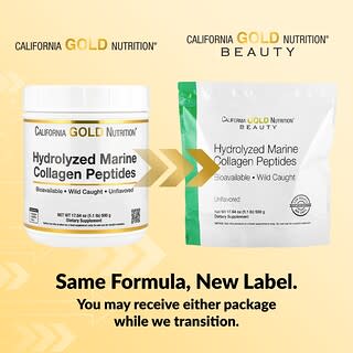 California Gold Nutrition, Hydrolysed Marine Collagen Peptides, Unflavoured, 1.1 lb (500 g)