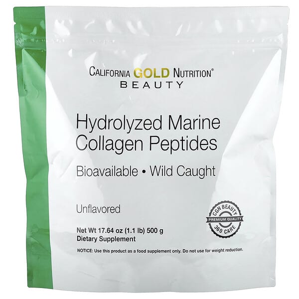 California Gold Nutrition, Hydrolyzed Marine Collagen Peptides, Unflavored, 1.1 lb (500 g)