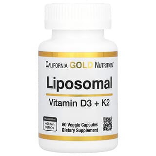 California Gold Nutrition, Vitamines K2 et D3 liposomales, 60 capsules végétariennes