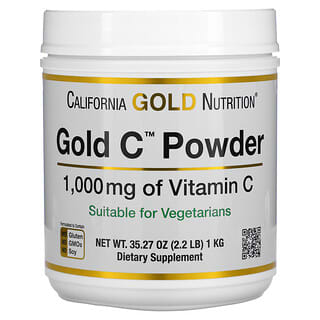 California Gold Nutrition, Gold C em Pó, Vitamina C, 1.000 mg, 1 kg (2,2 lb)