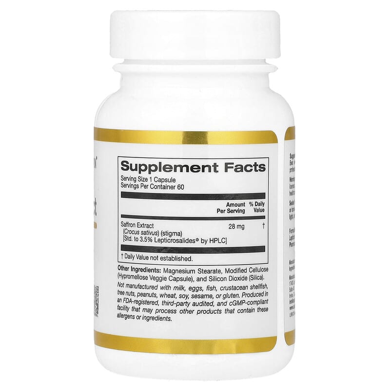 Saffron Extract with Affron, 28 mg, 60 Veggie Capsules