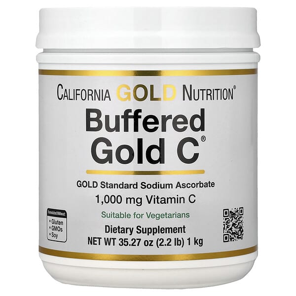 California Gold Nutrition, Buffered Gold C®, 비산성 비타민C 분말, 아스코르브산 나트륨, 1kg(2.2lb)