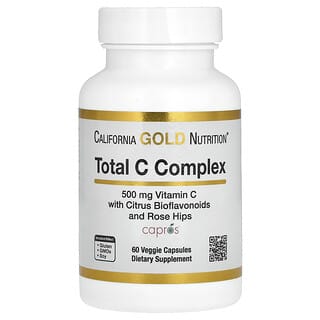 California Gold Nutrition, Total C, комплекс с витамином C и Capros, цитрусовыми биофлавоноидами и шиповником, 500 мг, 60 растительных капсул