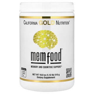 California Gold Nutrition, MEM Food, 기억력 및 인지력 강화 보충제, MEM 혼합물, L-세린, 유기농 노루궁뎅이버섯, 블루베리즙 분말 함유, 510g(1.1lb)