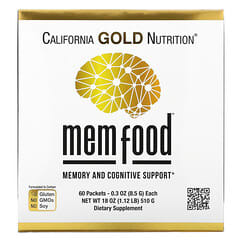California Gold Nutrition, Alimentos, Memória e Suporte Cognitivo MEM, 60 Pacotes, 8,5 g (0,3 oz) Cada