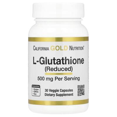 California Gold Nutrition, L-Glutathione (Reduced), 500 mg, 30 Vegetarian Capsules