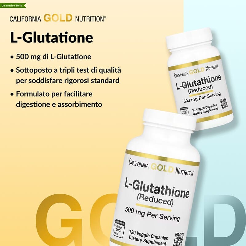L-glutatione (ridotto), 500 mg, 120 capsule vegetali