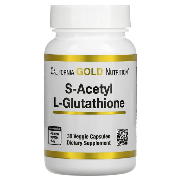 California Gold Nutrition, S-アセチルL-グルタチオン、100mg、ベジカプセル30粒
