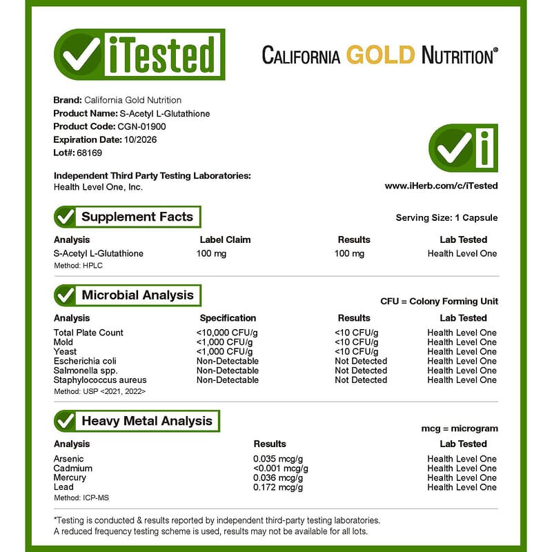 does glutathione make you sweat S-Acetyl L-Glutathione 100 mg - 90 Capsules, VEGAN main image 0