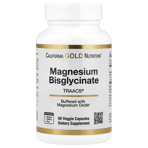 California Gold Nutrition, Magnesium Bisglycinate, Formulated with TRAACS®, 60 Veggie Capsules (100 mg per Capsule)