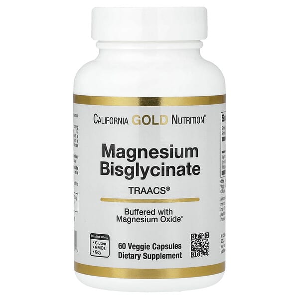 California Gold Nutrition, Magnesium Bisglycinate, Formulated with TRAACS®, 60 Veggie Capsules (100 mg per Capsule)