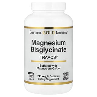 California Gold Nutrition, Bisglicinato de magnesio, Fórmula con TRAACS®, 240 cápsulas vegetales (100 mg por cápsula)