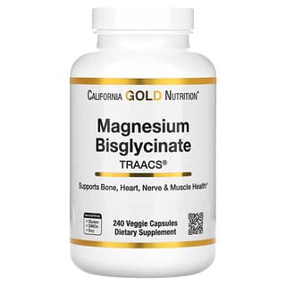 California Gold Nutrition, Bisglicinato de magnesio, Fórmula con TRAACS®, 200 mg, 240 cápsulas vegetales