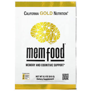 California Gold Nutrition, MEM Food เสริมความจำและกระบวนการคิด แบบซองเดี่ยว ขนาด 0.3 ออนซ์ (8.5 ก.)