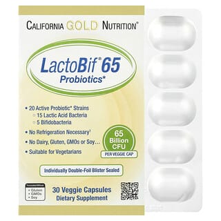 California Gold Nutrition, Probiotyki LactoBif® 65, 65 mld CFU, 30 kapsułek roślinnych