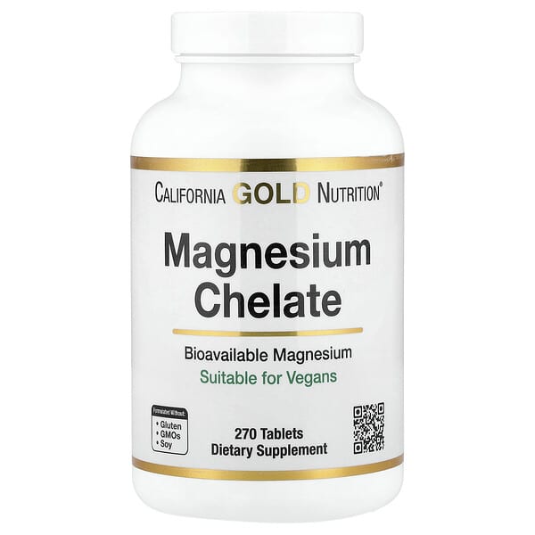 California Gold Nutrition, Magnesium Chelate with Calcium, 270 Tablets — product photo 1