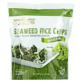 California Gold Nutrition, Bocadillos de arroz y algas marinas, Wasabi, 142 g (5 oz)