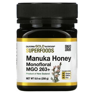 California Gold Nutrition, ซูเปอร์ฟู้ดส์ น้ำผึ้งมานูก้าจากดอกไม้ชนิดเดียว MGO 263+ ขนาด 8.8 ออนซ์ (250 ก.)