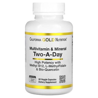 California Gold Nutrition, Suplemento multivitamínico y mineral, Dos veces por día, 60 cápsulas vegetales