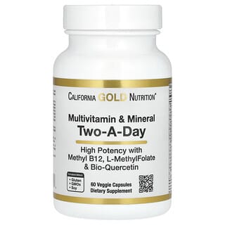 California Gold Nutrition, Multivitamines et minéraux, Two-A-Day, 60 capsules végétariennes