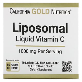 California Gold Nutrition, Vitamina C Líquida Lipossomal, 1.000 mg, 30 Sachês, 5 ml (0,17 fl oz) Cada