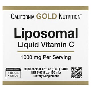 California Gold Nutrition, Liposomal Liquid Vitamin C, liposomales flüssiges Vitamin C, 1000 mg, 30 Beutel, je 5 ml (0,17 fl. oz.)