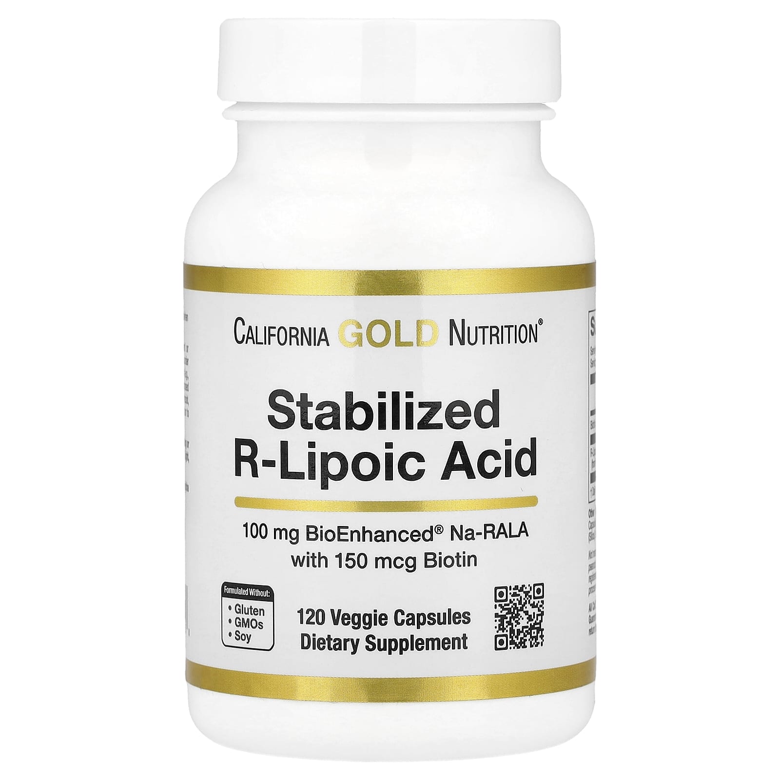 California Gold Nutrition Stabilized R-Lipoic Acid with Bio-Enhanced Na-RALA and Biotin – 120 gélules végétales de California Gold Nutrition