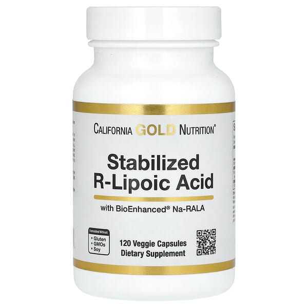 California Gold Nutrition, 穩定化 R-硫辛酸，120 粒素食膠囊