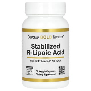 California Gold Nutrition, Ácido R-lipoico estabilizado, 30 cápsulas vegetales
