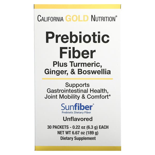 California Gold Nutrition, 프리바이오틱 섬유소, 강황, 생강, 보스웰리아 함유, 30팩, 각 6.3g(0.22oz)