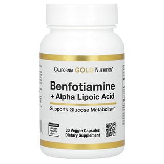 California Gold Nutrition, бенфотиамин с альфа-липоевой кислотой, 30 вегетарианских капсул