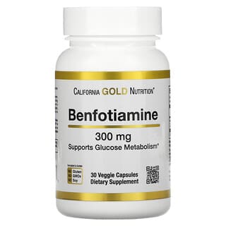 California Gold Nutrition, Benfotiamina, 300 mg, 30 Cápsulas Vegetais