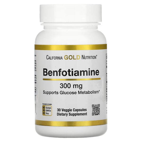 California Gold Nutrition, бенфотіамін, 300 мг, 30 рослинних капсул