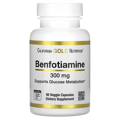 California Gold Nutrition, Benfotiamine, 300 mg, 90 Vegetarian Capsules