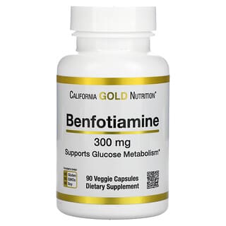 California Gold Nutrition, Benfotiamina, 300 mg, 90 cápsulas vegetales