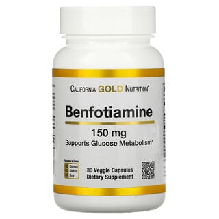 California Gold Nutrition, Benfotiamina, 150 mg, 30 Cápsulas Vegetais