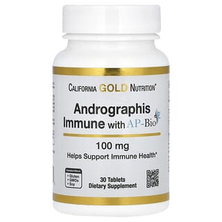 California Gold Nutrition, добавка для укрепления иммунитета с экстрактом андрографиса AP-Bio, 100 мг, 30 таблеток