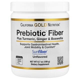 California Gold Nutrition, Prebiotic Fiber Plus Turmeric Extract, Organic Ginger Extract and Boswellia Extract , 6.7 oz (189 g)