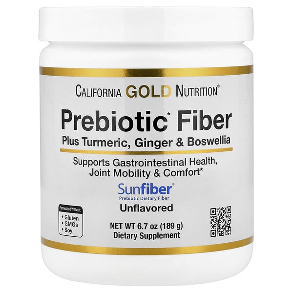California Gold Nutrition, Prebiotic Fiber Plus Turmeric Extract, Organic Ginger Extract and Boswellia Extract, 6.7 oz (189 g) — product photo 1