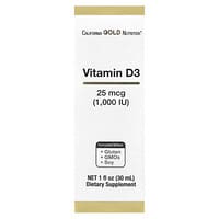 California Gold Nutrition, D3-vitamin, 25 μg (1000 NE), 1 fl oz (30 ml)