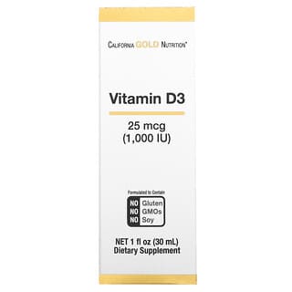 California Gold Nutrition, Vitamina D, 25 mcg (1000 UI), 30 ml (1 oz. líq.)