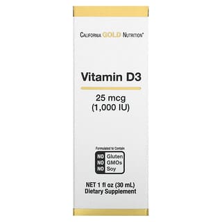 California Gold Nutrition, жидкий витамин D3, 25 мкг (1000 МЕ), 30 мл (1 жидк. унция)