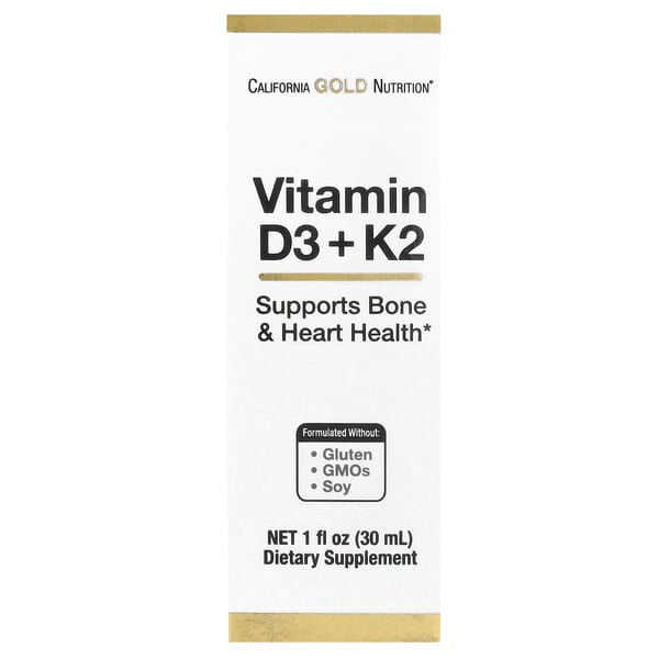California Gold Nutrition, 維生素 D3 + K2（MK-4），25 微克（1000 國際單位），1 液量盎司（30 毫升）