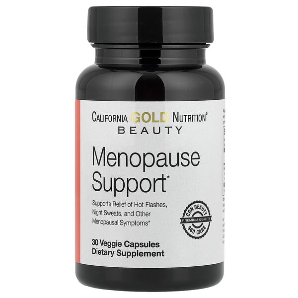 California Gold Nutrition Beauty, Menopause Support with Angelica gigas, Cynanchum wilfordii, Phlomis umbrosa and L-Leucine, 30 Veggie Capsules