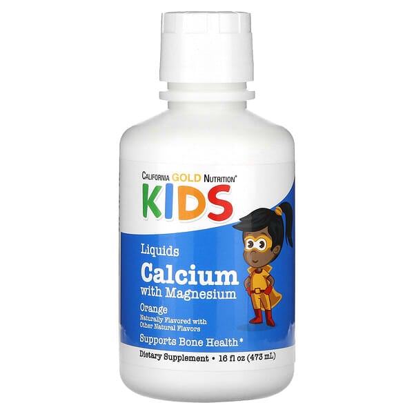 California Gold Nutrition, 兒童液態鎂鈣，橙味，16 液量盎司（473 毫升）