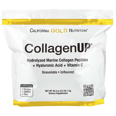 CaliforniaGoldNutrition,CollagenUP®,hydrolizowanepeptydykolagenumorskiegozkwasemhialuronowymiwitaminąC,bezsmakowe,1kg