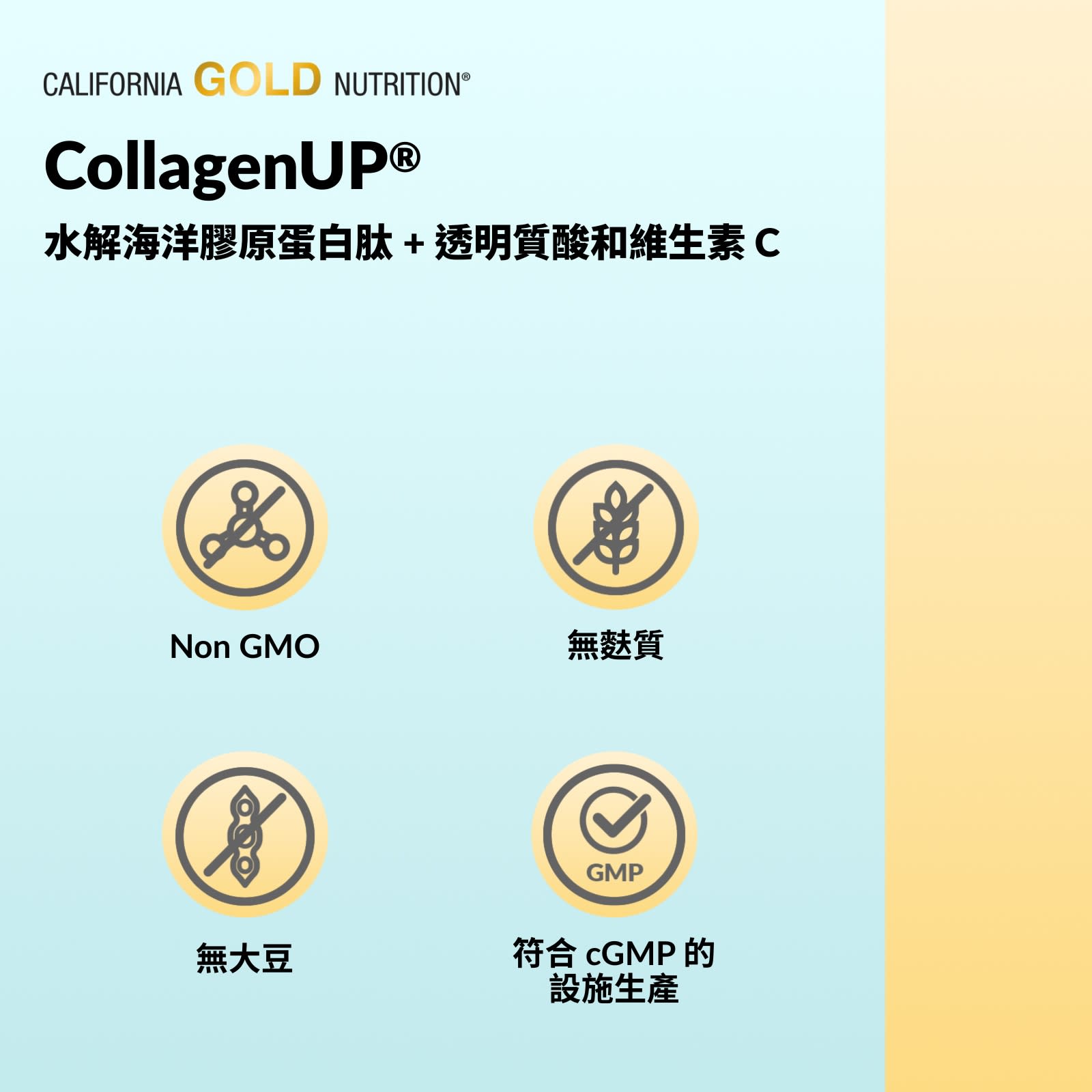 California Gold Nutrition, CollagenUP®，水解海洋膠原蛋白肽 + 透明質酸和維他命 C，原味，2.2 磅（1 千克）