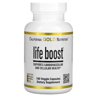 California Gold Nutrition, Life Boost, 심혈관 및 세포 건강 지원, 베지 캡슐 180정